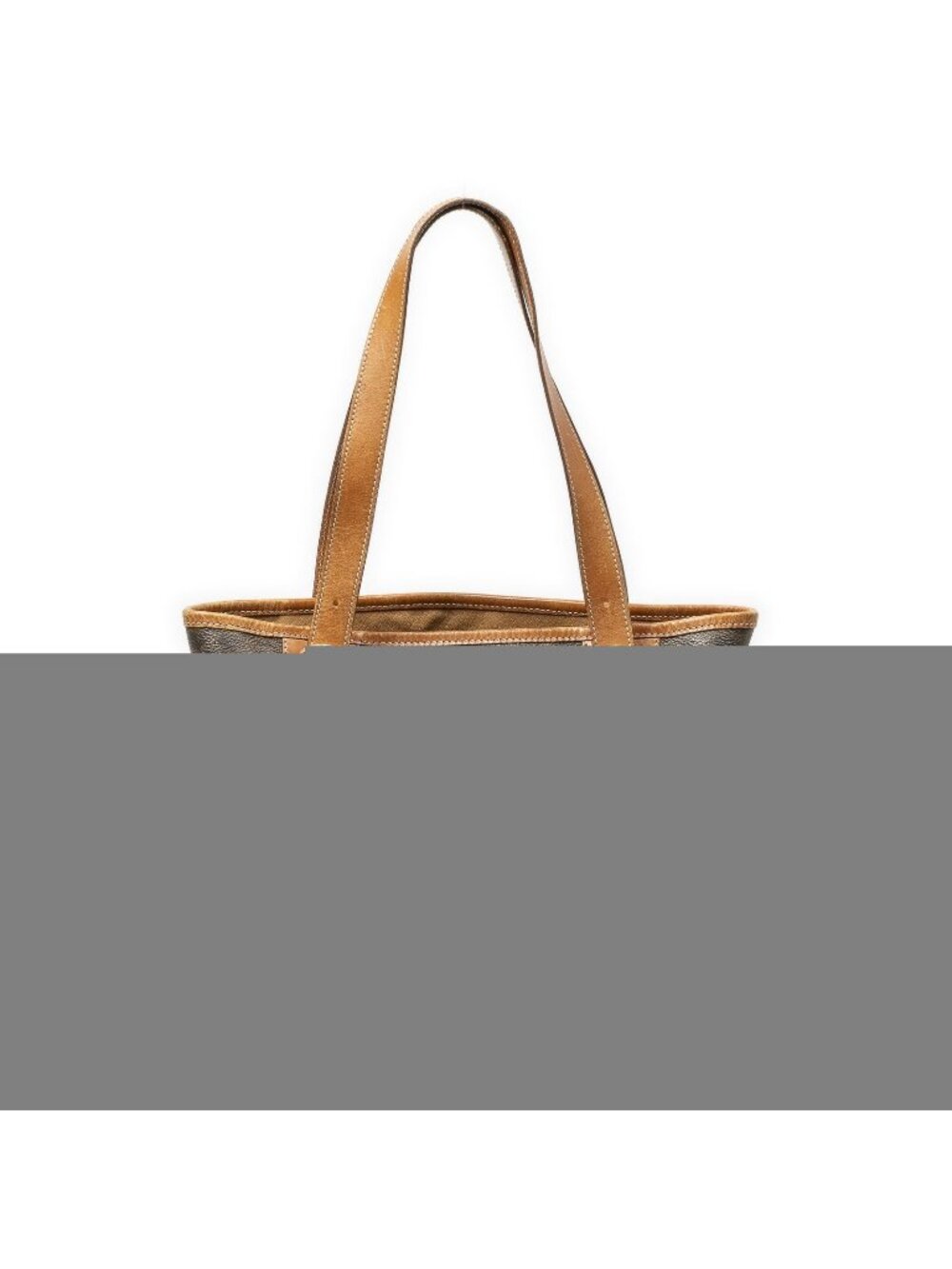 Celine Vintage Small Open Tote Bag Brown Tan Macadam Canvas